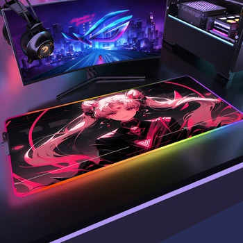 RGB Тъмно магическо момиче Аниме подложки за мишки Голяма подложка за бюро PC геймър подложка за мишка XXL LED подложка за мишка за игри Светеща подложка за мишка с подсветка