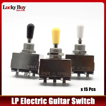 15pcs Metal Close 3 Way Toggle Guitar Pickup Switch за LP електрическа китара с черен/бял/кремав накрайник