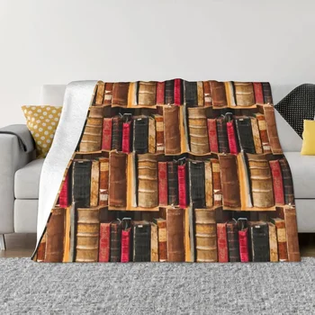 Книжен червей Реколта антични книги плетени одеяла руно хвърлят одеяло есен/зима персонализирани ултра-меки топло спално бельо