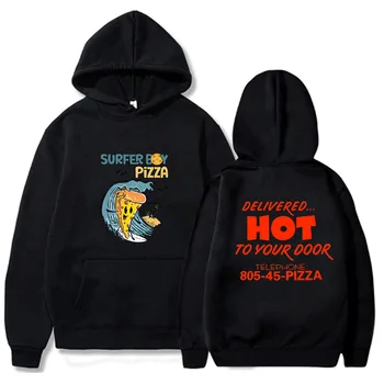 Kawaii Surfer Boy Pizza Hoodie Boys/Girls Дрехи Суитшърти с дълъг ръкав Уютни върхове Harajuku Casual Unisex Дълъг ръкав Sudadera