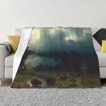Процесът в Бъфало Предстоящата буря Алберт Бийрщат 1869 Nature Art Blanket Bedcover On The Bed Thick Bedfalls For Double Bed